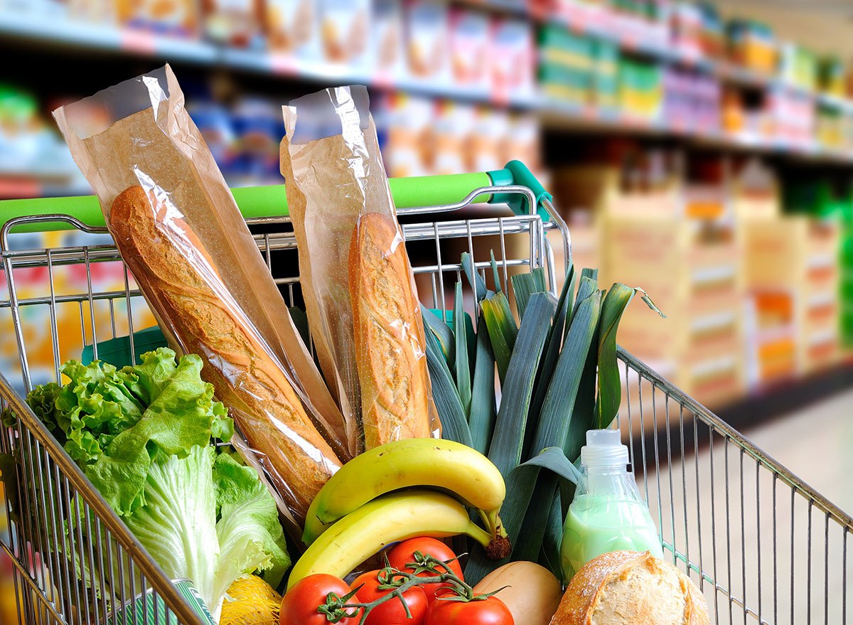 Groceries in a grocery cart