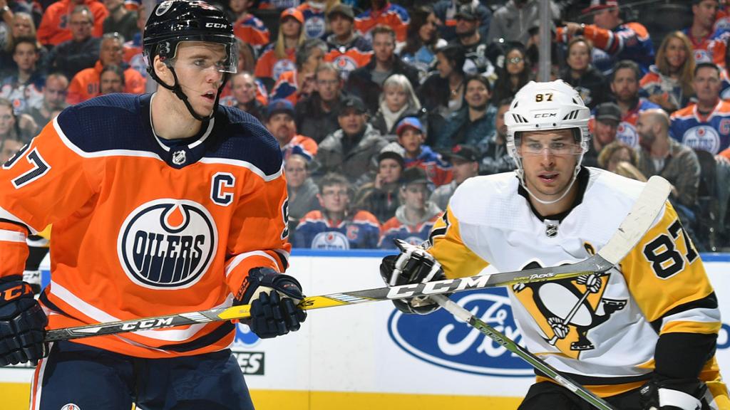 Connor McDavid and Sidney Crosby on the ice together