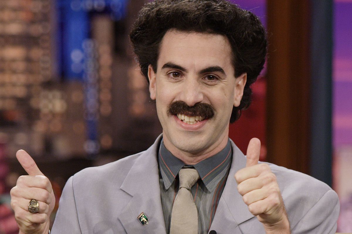 Photo of Borat giving two thumbs up.