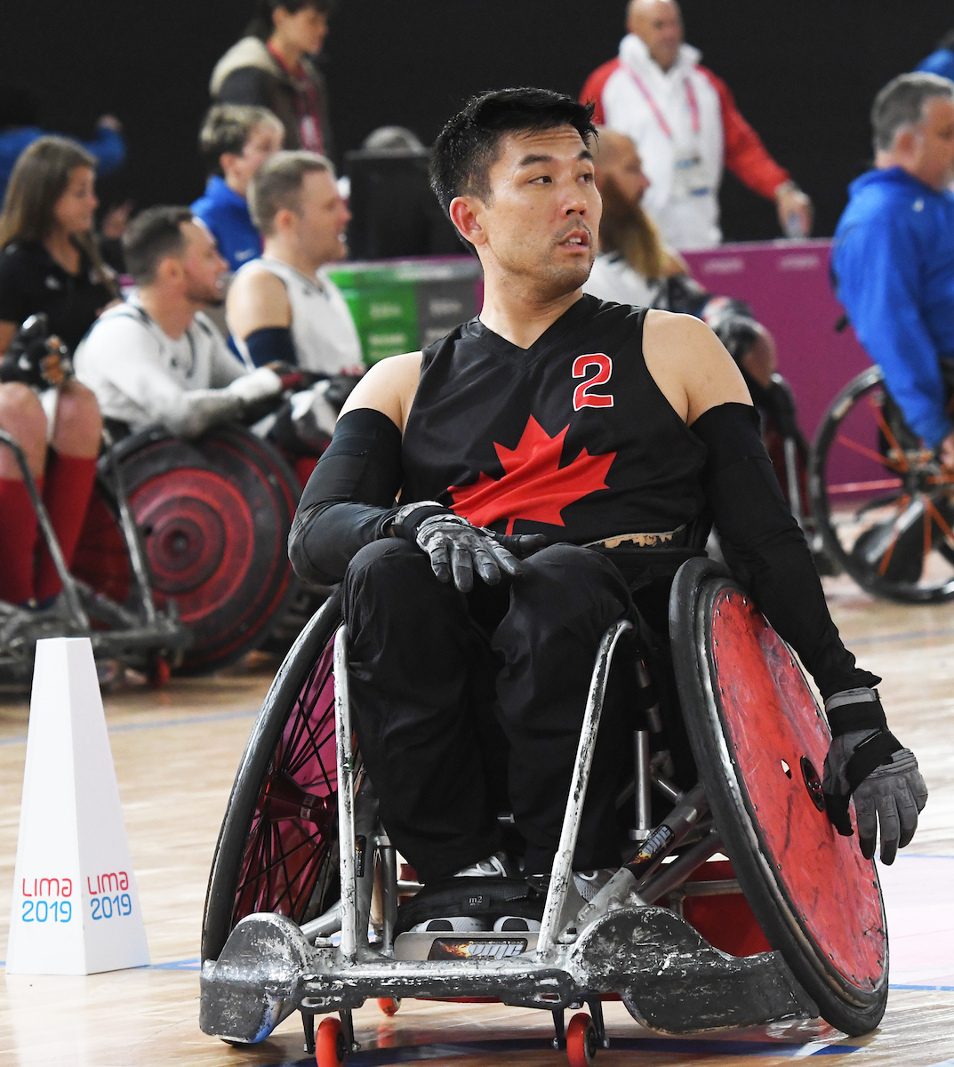 Travis Murao playing wheelchair rugby for Team Canada.