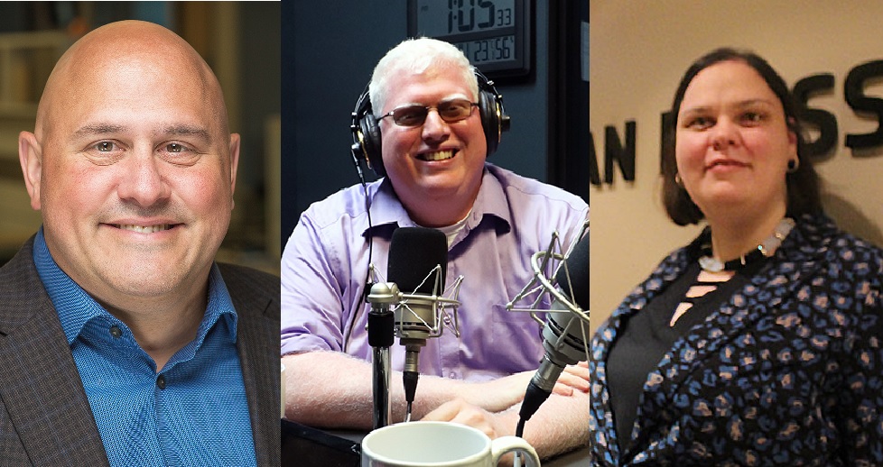 An image of three photos. From left to right is: Mike Ross, Dave Brown and Michelle McQuigge.
