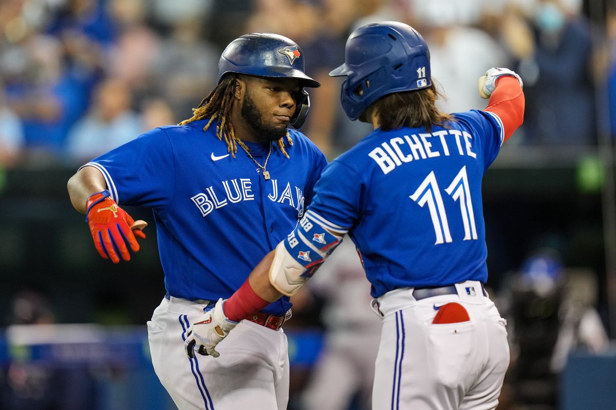 Toronto Blue Jays players celebrating