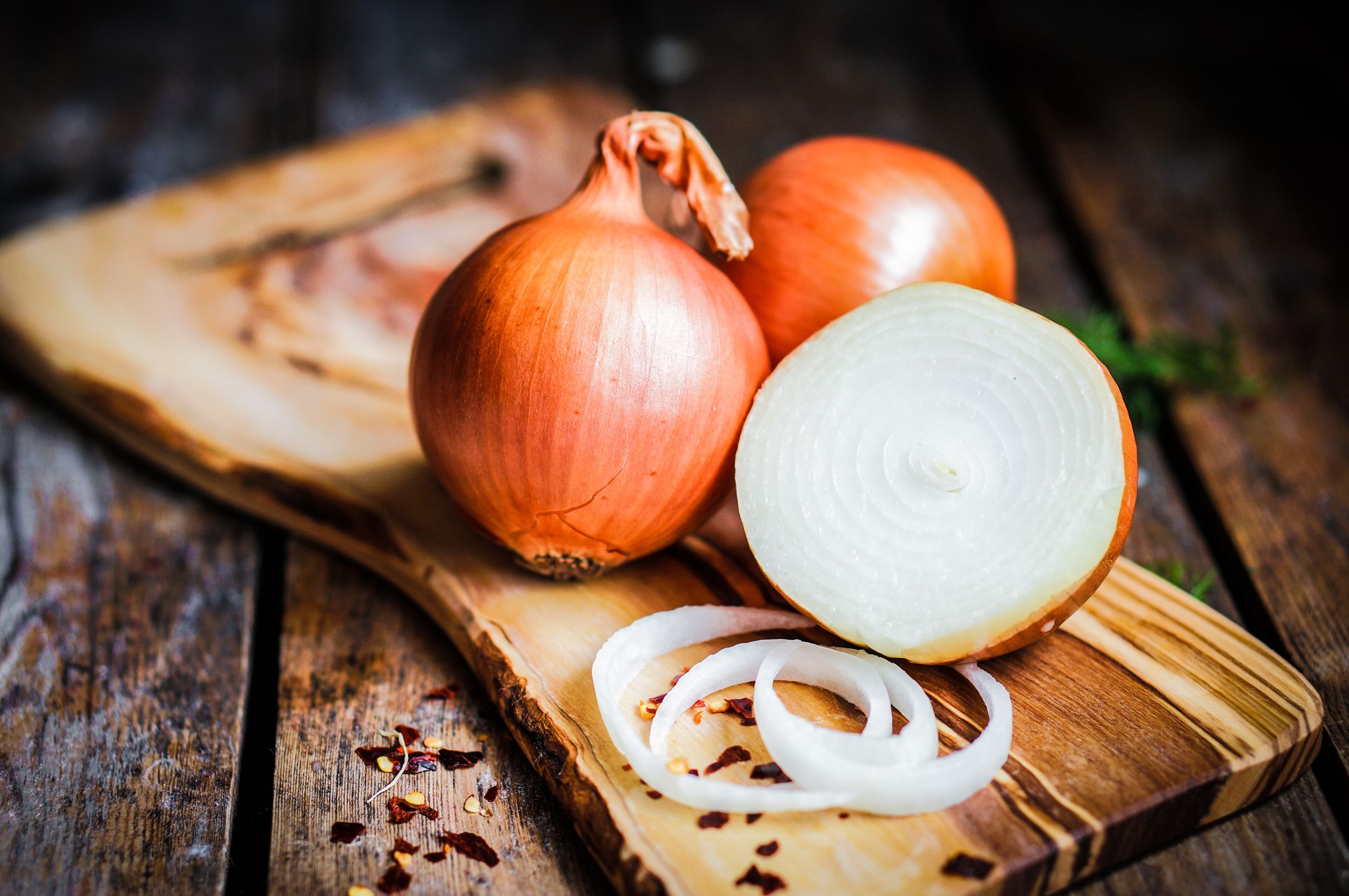 Onions on a cutting board