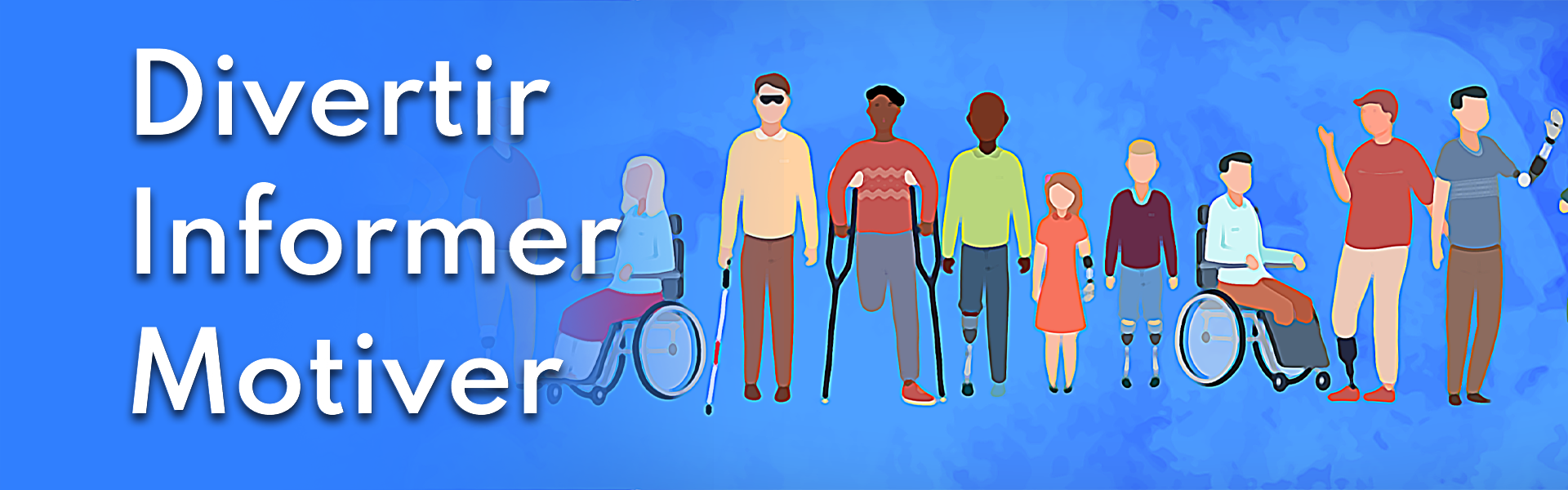 Une animation d'une rangée de personnes avec des handicaps ou non